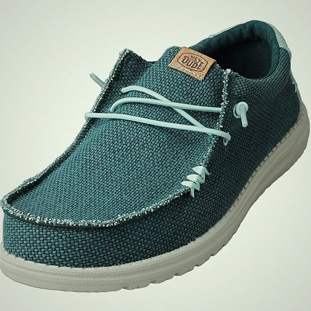 Hey Dude Herren Wally Braided Loafer Schuhe Grün-Grau