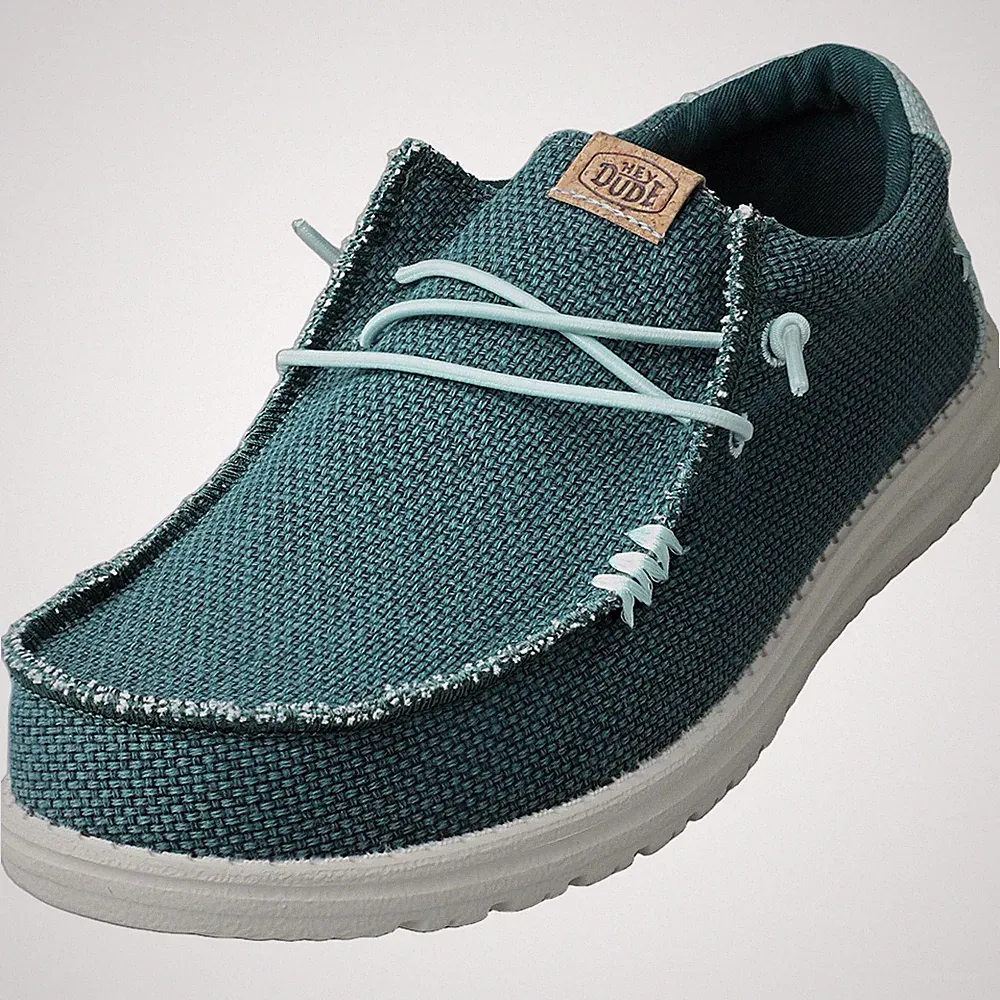 Hey Dude Herren Wally Braided Loafer Schuhe Grün-Grau - 45 EU