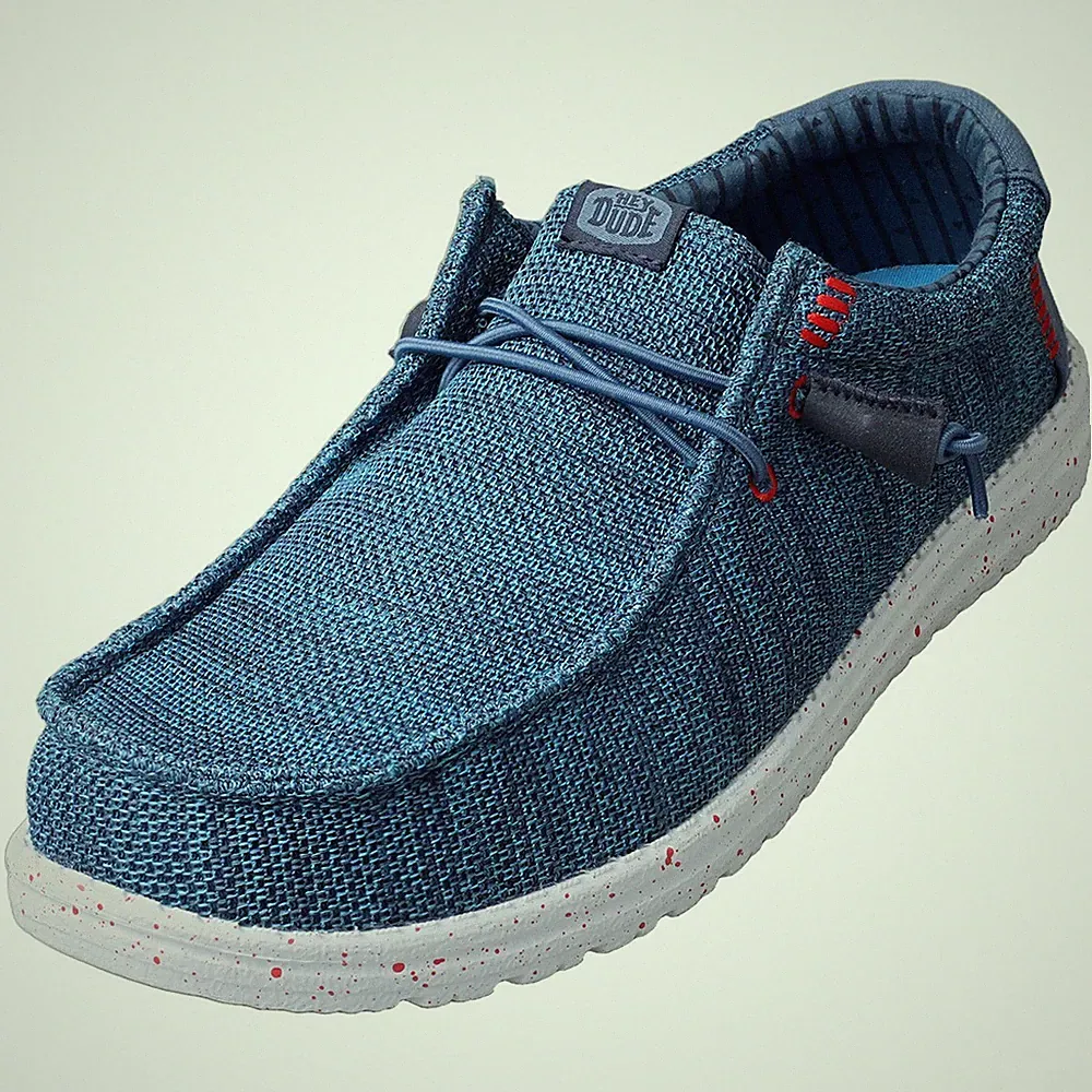 Hey Dude Männer WALLY STRETCH SOX Loafer Schuhe Blau Multicolour