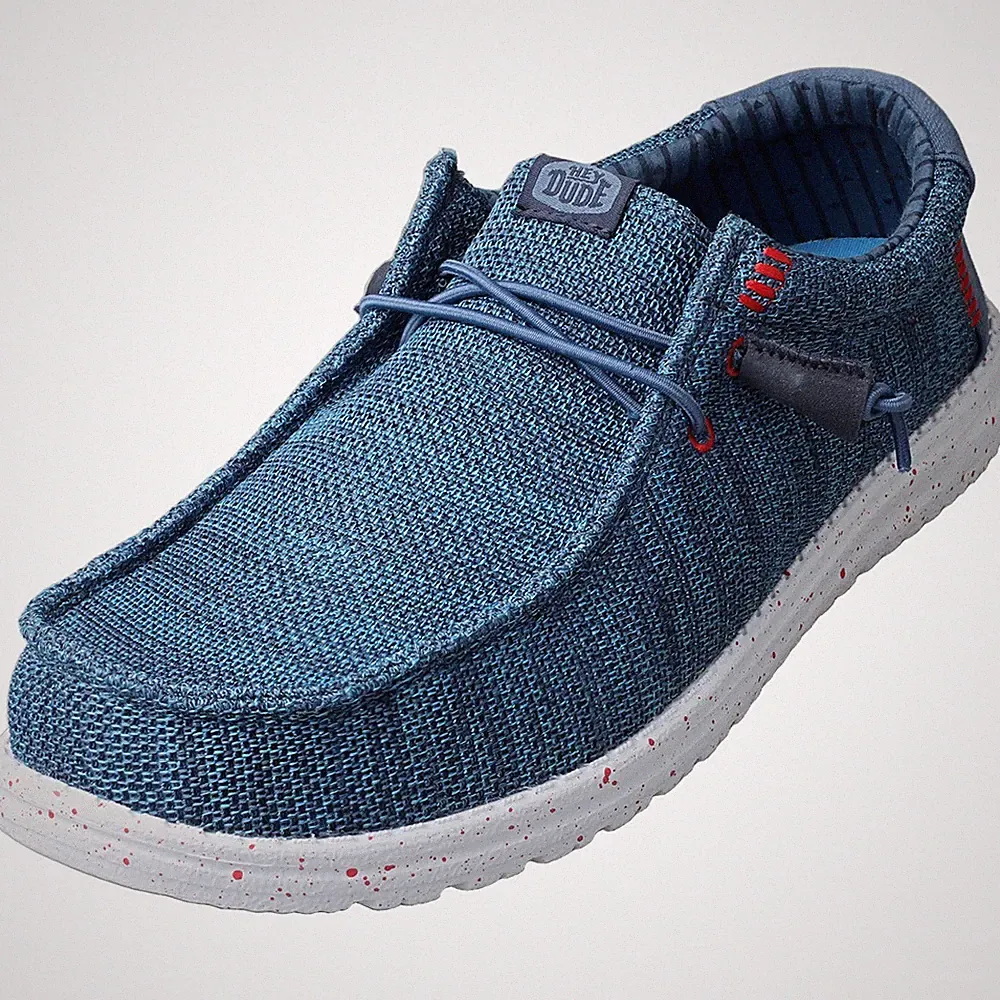 Hey Dude Männer WALLY STRETCH SOX Loafer Schuhe Blau Multicolour - 43 EU