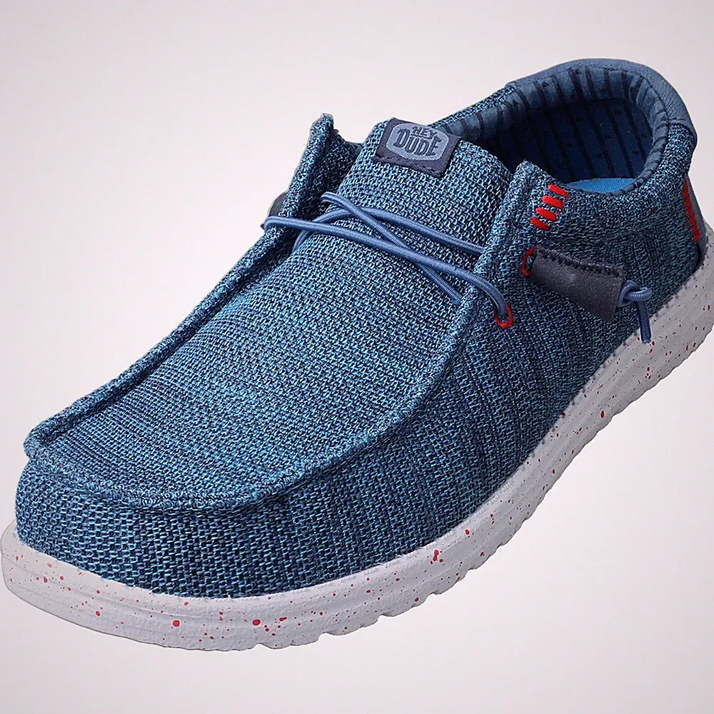 Hey Dude Männer WALLY STRETCH SOX Loafer Schuhe Blau Multicolour