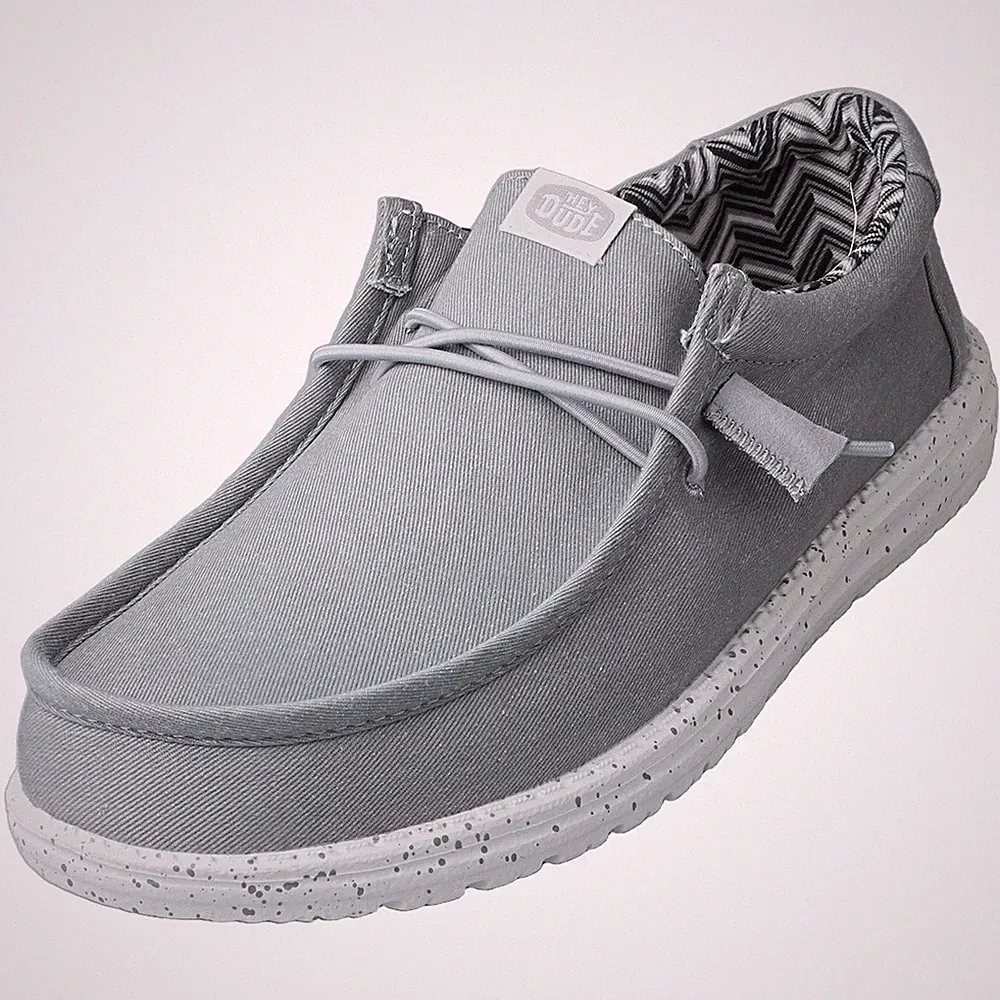 Hey Dude Men WALLY STRETCH Loafer Shoes Light Grey - 46 EU
