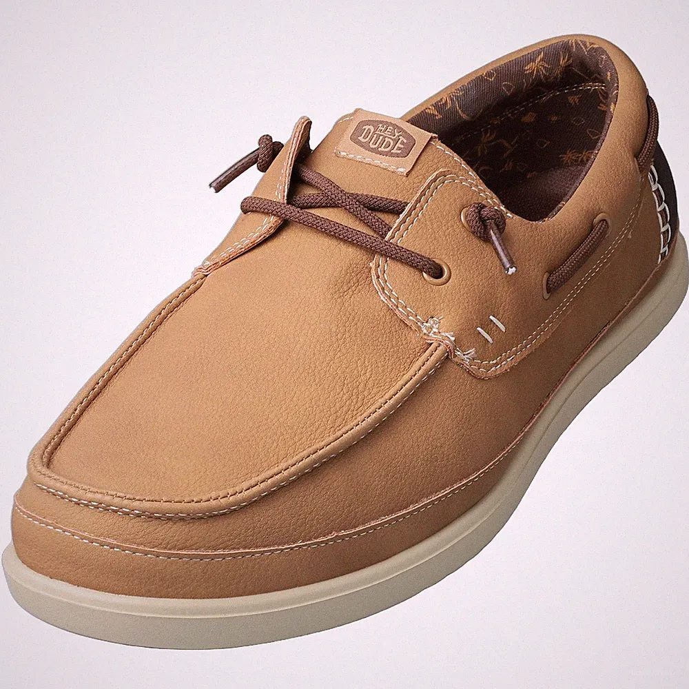 Hey Dude Mens HARBOR LO Classic Loafer Shoes Bone Brown Multicolour - 42 EU