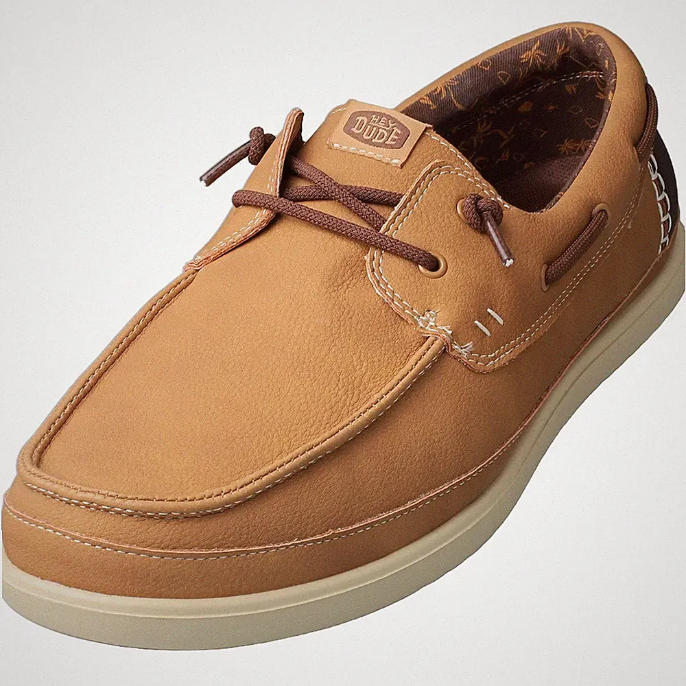 Hey Dude Mens HARBOR LO Classic Loafer Shoes Bone Brown Multicolour - 45 EU