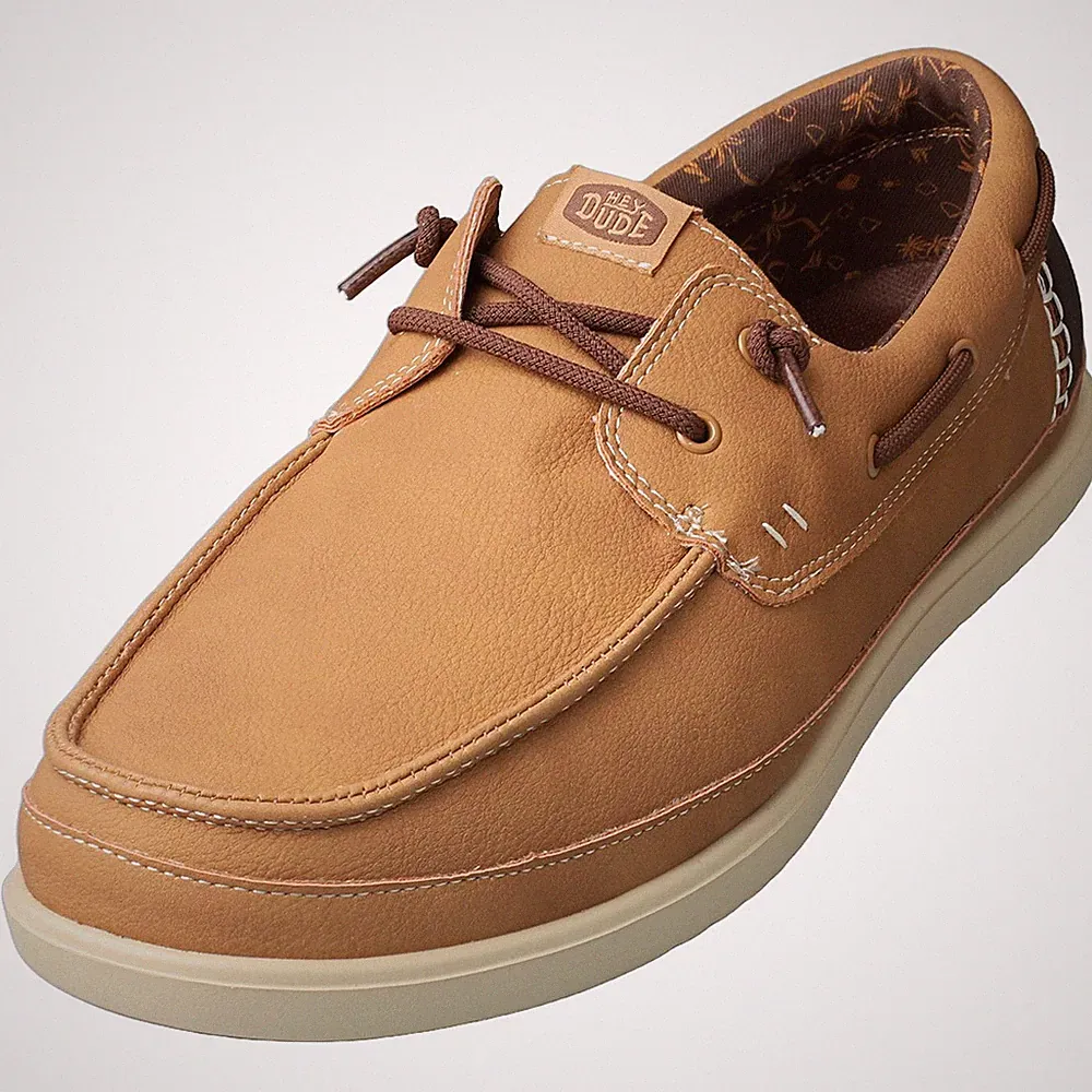 Hey Dude Mens HARBOR LO Classic Loafer Shoes Bone Brown Multicolour - 46 EU