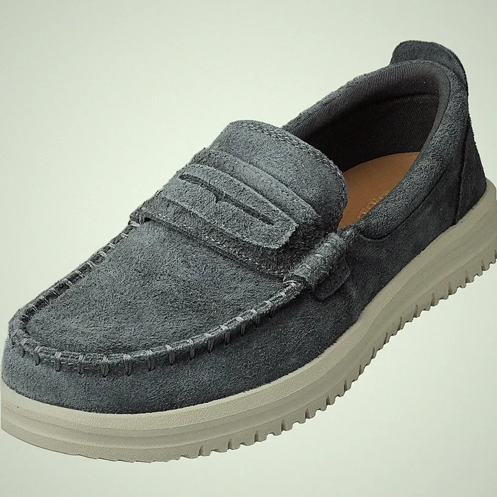 Hey Dude Mens Wally NXT Loafer Schuhe Black Ash - 44 EU