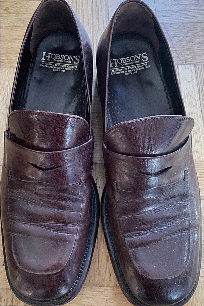 Hobson‘s Leder Schuhe 👞 Gr.44 | 11 Herren Dunkelbraune 👞 Mokassins Loafer
