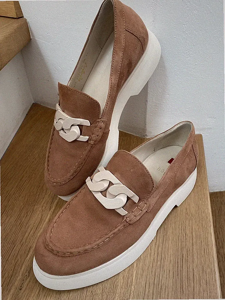Högl Echt Wild Leder Loafer Halb Schuhe Slipper Mokkassin Schnalle Gr. 5,5 38,5