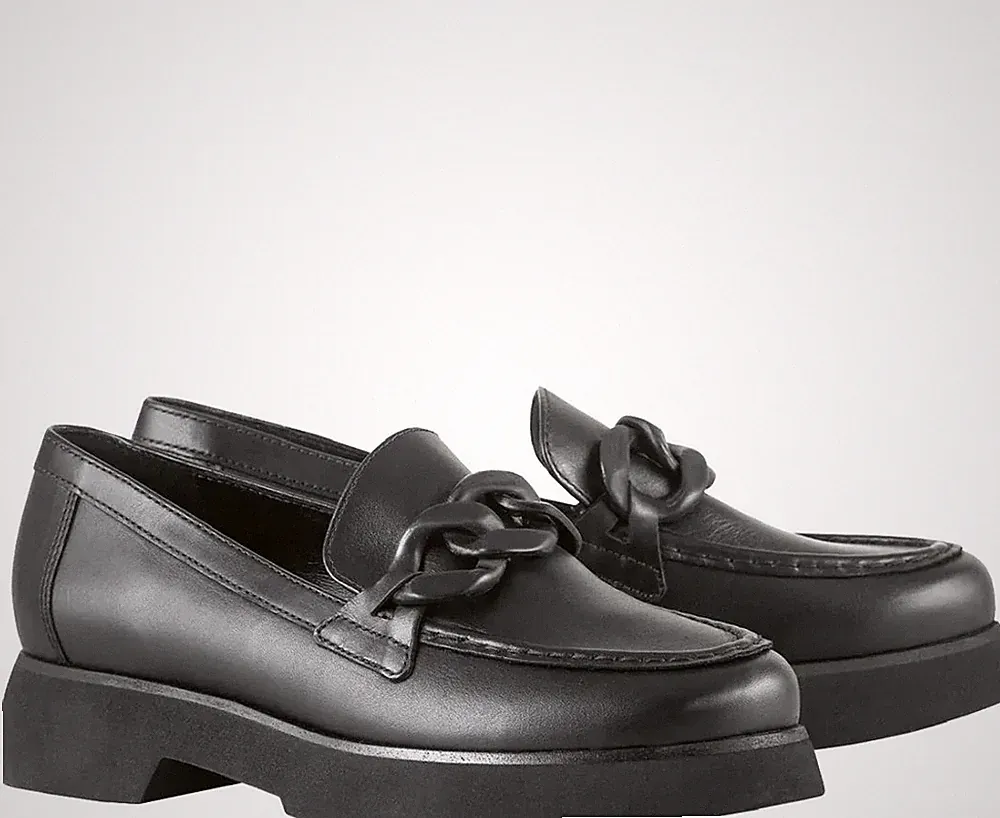 Högl Stacy Damen Schwarze Leder Loafer Freizeit 0171623-0100