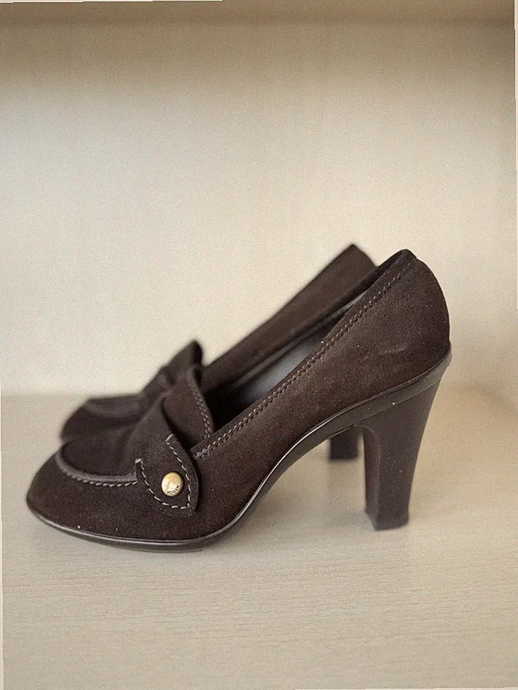Hogan Damen Loafer – Wildleder, Schwarz, Blockabsatz, Gr. 38, Sehr Gut