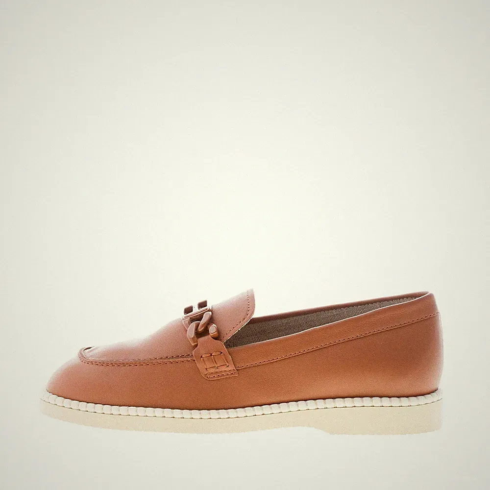 Hogan damen schuhe H642 braun weiches leder loafer mit ketten zubehor
