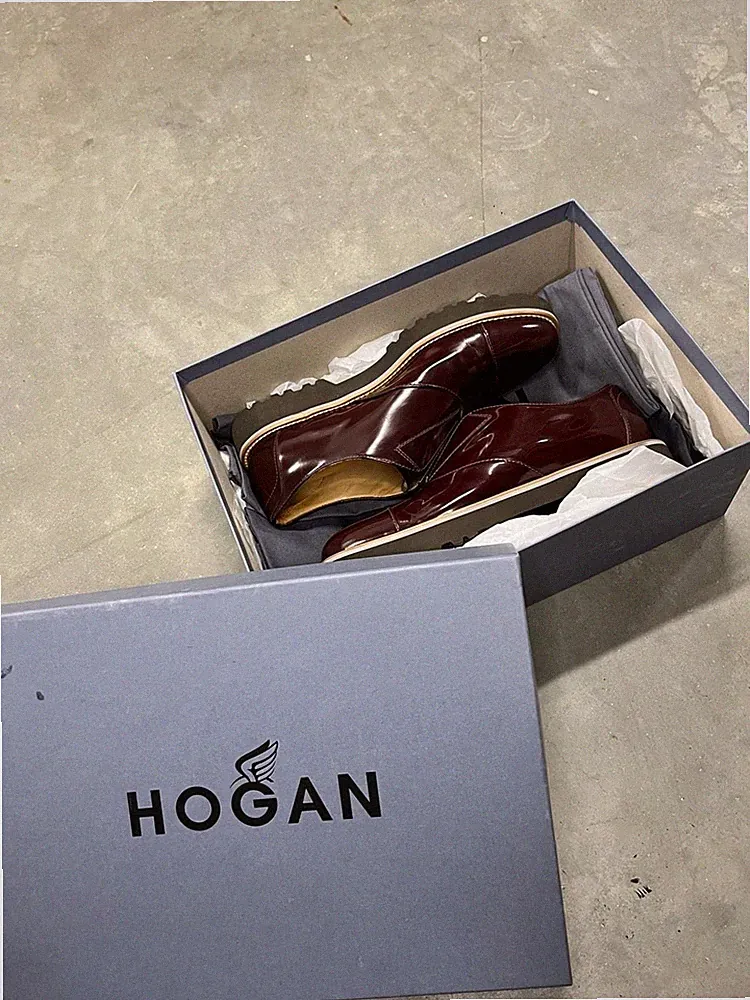 Hogan H259 Route Patent Leather Elastic Loafers in Bordeaux