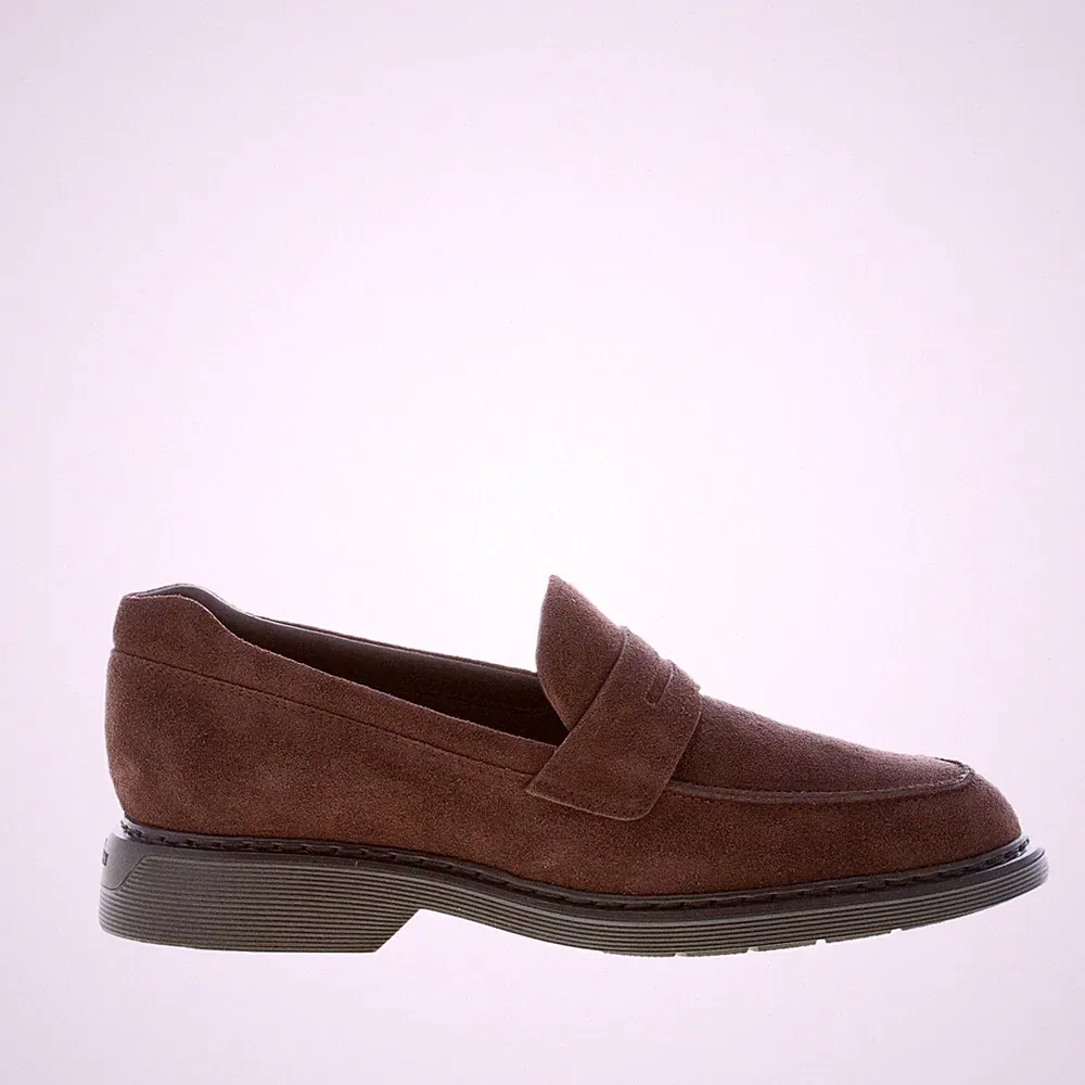 HOGAN Herren Schuhe Halbschuh H576 Wildleder Braun Ebenholz mit Penny Maske