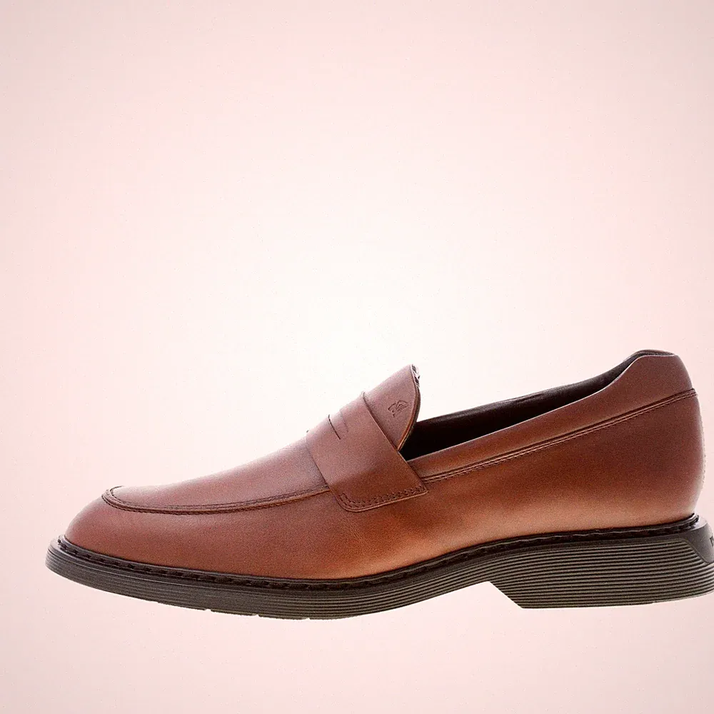 HOGAN Herrenschuhe Klassischer Halbschuh Leder Braun mit Penny Maske