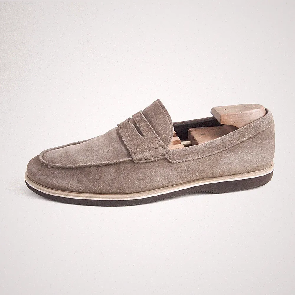 Hogan Penny Loafer Herren Schuhe Grau Wildleder EU 44,5 US 11,5