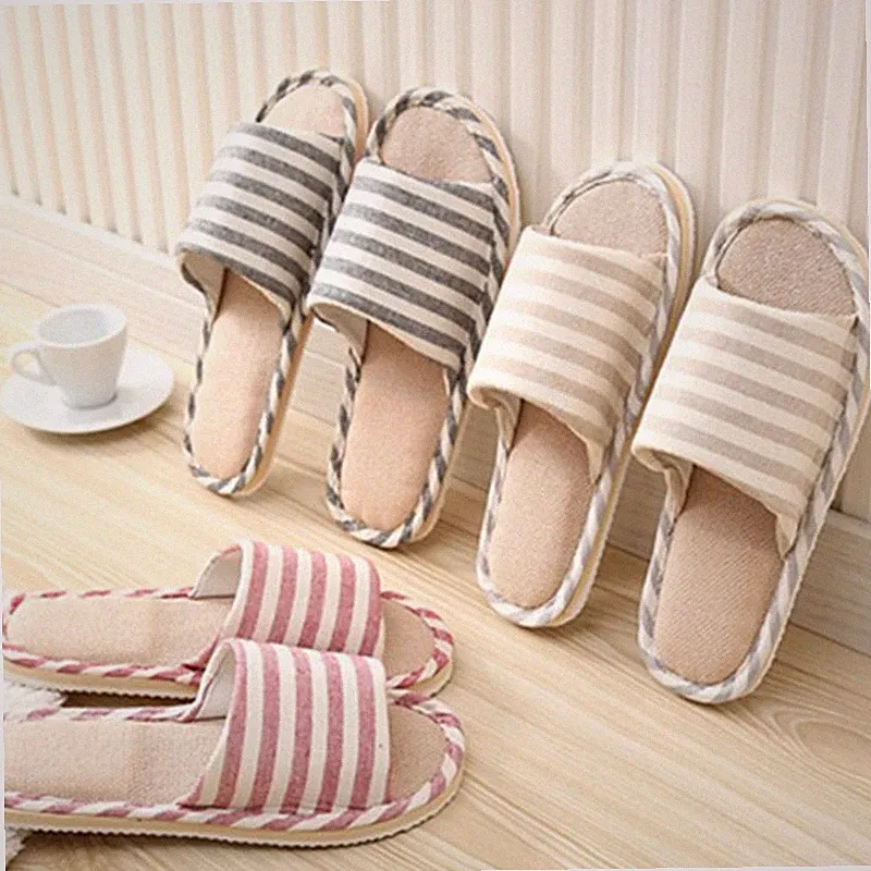 Hot Mode Schuhe Hausschuhe Streifen Anti-Rutsch Leinen & Baumwolle Loafer rutsch