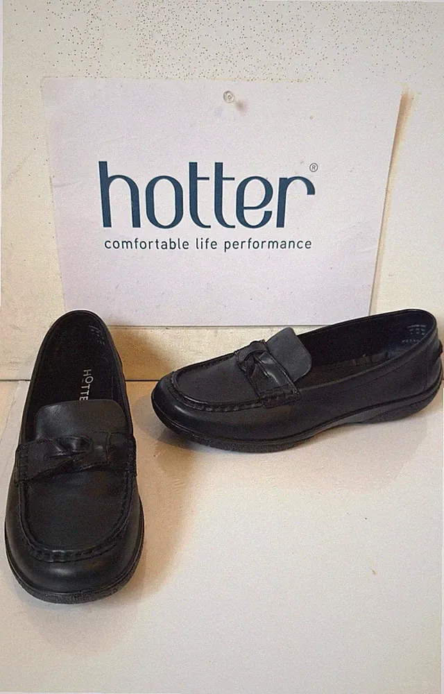 Hotter Cabana schwarze Leder Halbschuhe Schuhe Größe UK 8 EU 42 weite Passform