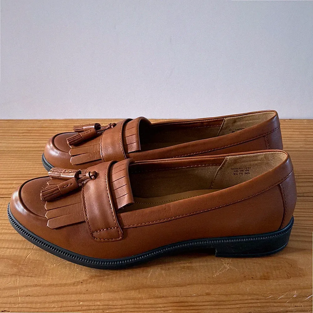 Hotter Halbschuhe Gr. 5,5 breit braun Leder Schuhe Quaste Slipper flach Hamlet sehr guter Zustand