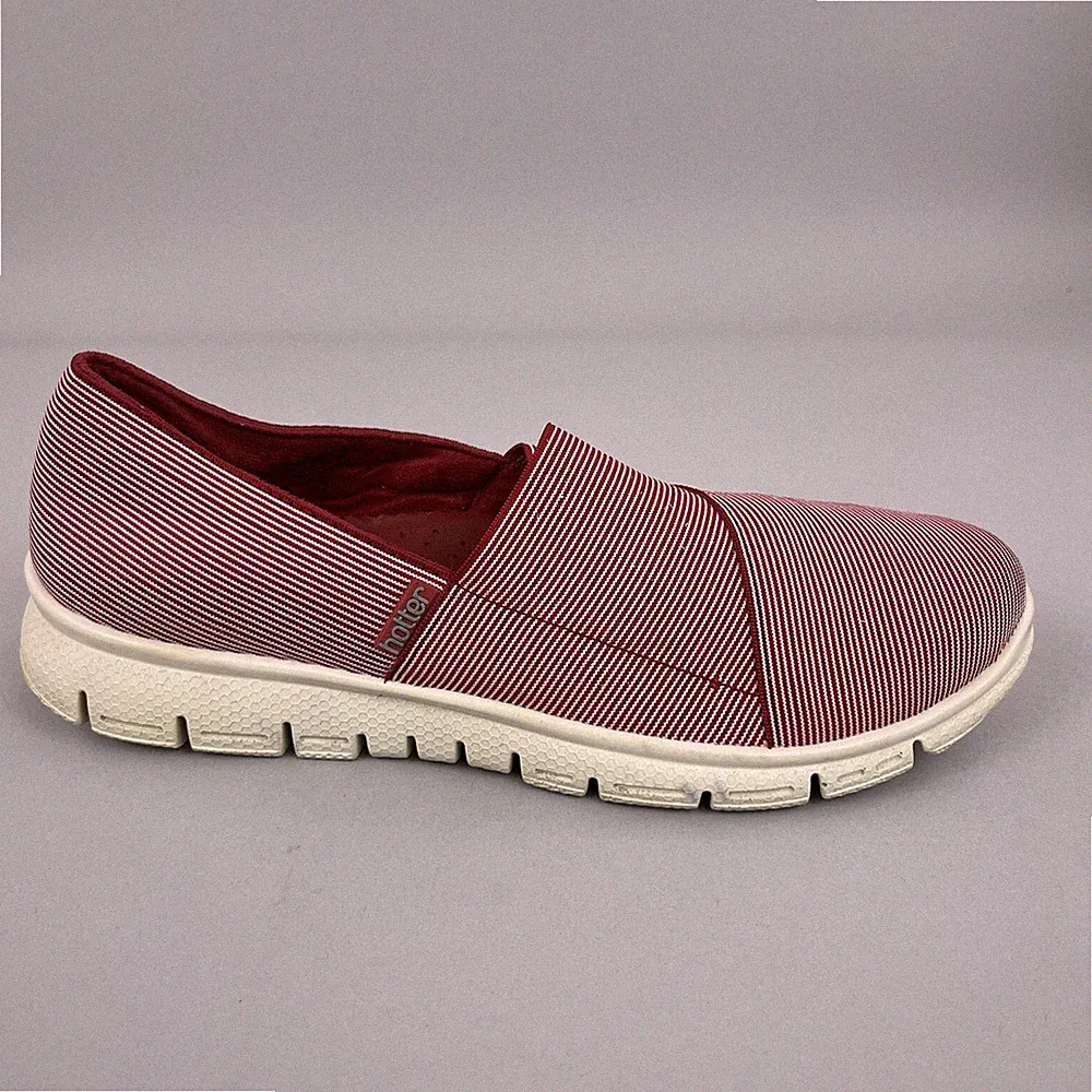 Hotter Halo Slipper rot weiß bequem gestreift Loafer Wandern flache Schuhe UK5 Std