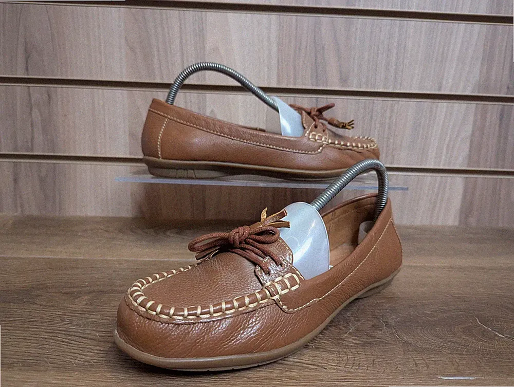 Hotter Honiton Loafer Schuhe Damen hellbraun Leder Slipper Sommer Urlaub UK 7 EU 41
