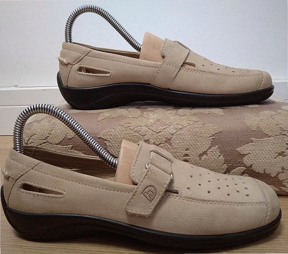 Hotter Sparkle Arch Support Slipper Wildleder hellbraun beige Halbschuhe Größe 4,5