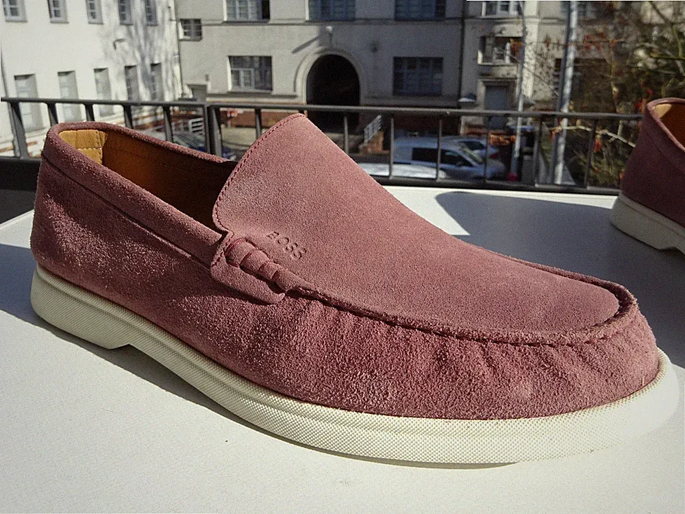 HUGO BOSS 50492969 Herr Schuhe Loafer Leder Aubergine Italy Portugal Gr.44 Neuw