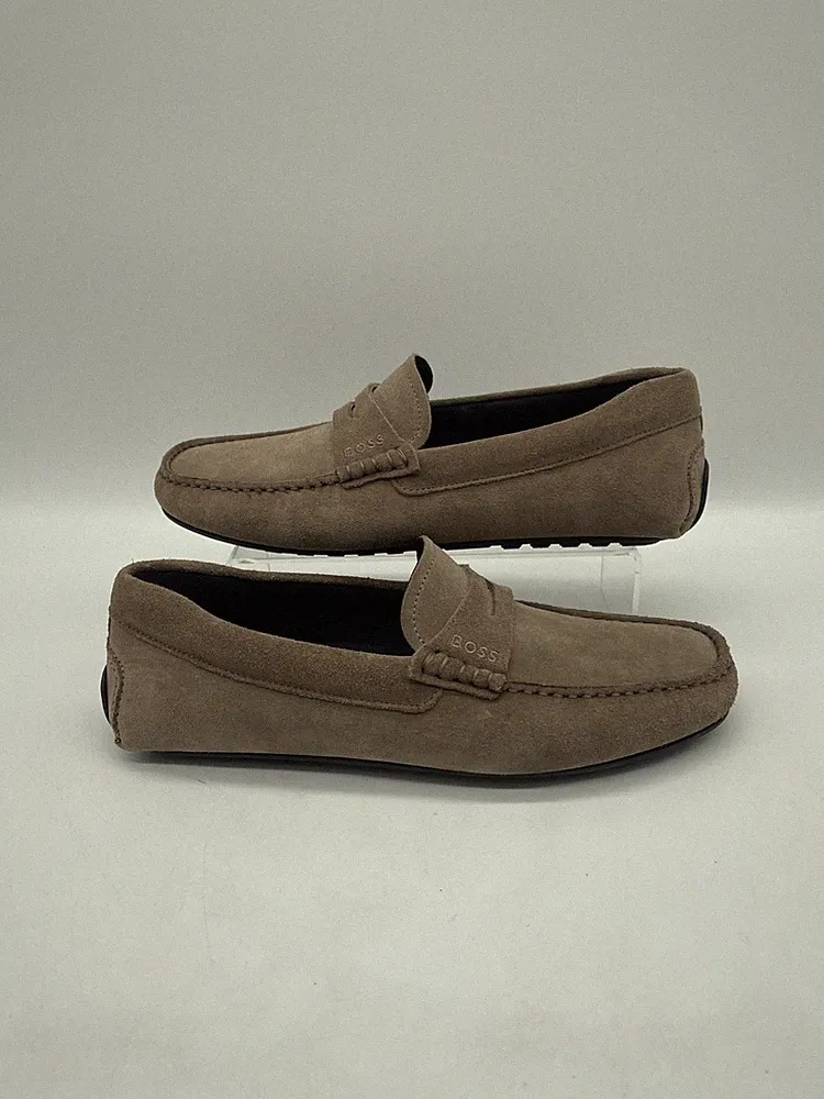Hugo Boss Braun Noel Wildleder Leder Fahrer Schuhe Mokassin Halbschuhe UK 6 EU 40 Neu