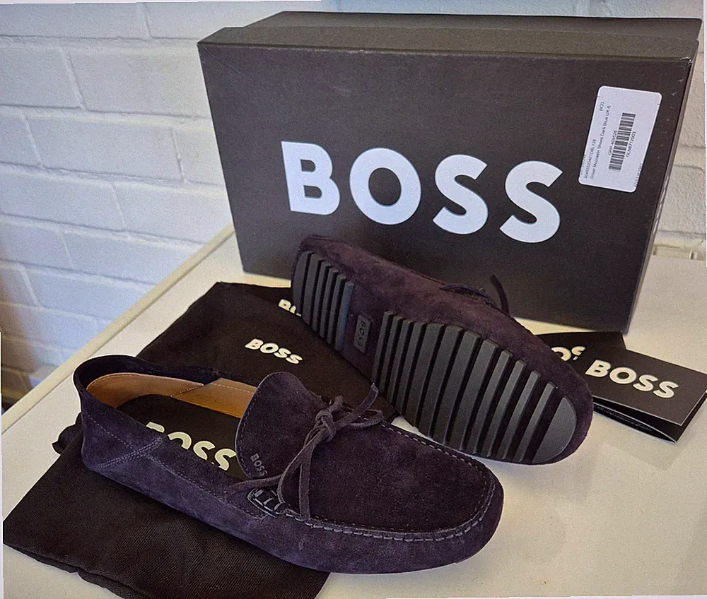 Hugo Boss Driving Schuhe Driver Halbschuhe Herren Wildleder Navy UK 6 EU 40 Neu Originalverpackt