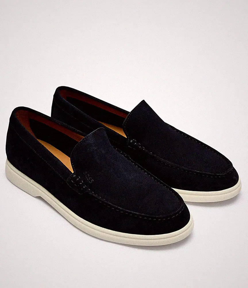 Hugo Boss Herren Leder Loafer Sienne Schuhe Slipper Blau Gr. 40