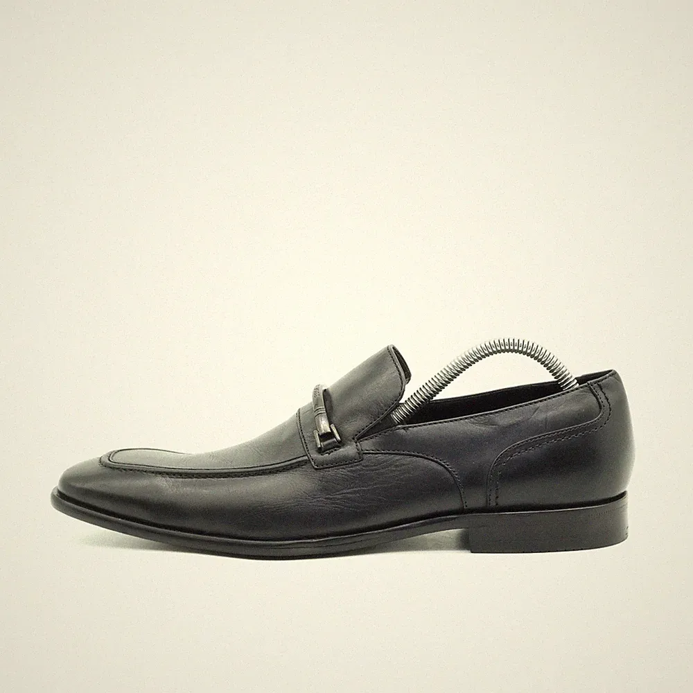 Hugo Boss Herren Loafer Slipper Schwarz Leder Einlegesohle Businessschuhe EU 41