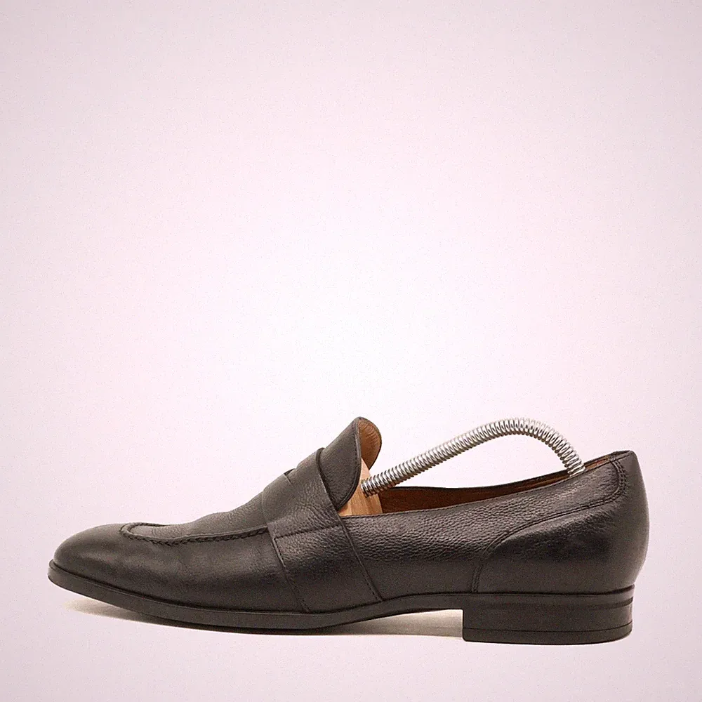 Hugo Boss Herren Penny Loafer Halbschuh Schwarz Leder Made in Italy EU 41.5