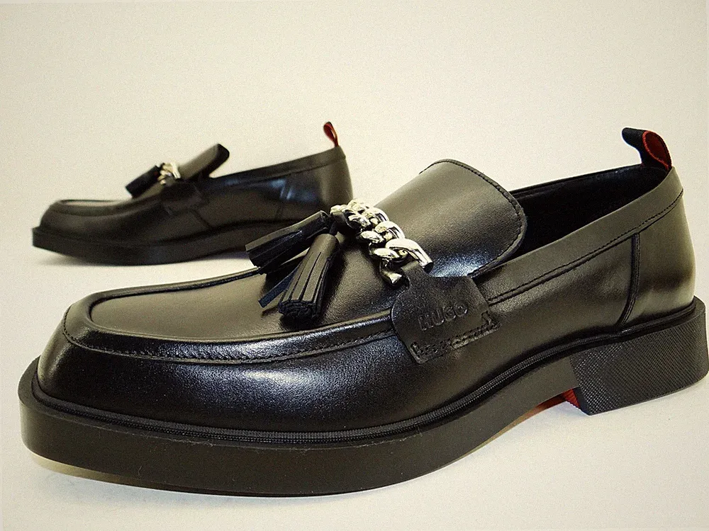 Hugo Boss Iker Slipper Loafer Business Mokassin Herren Schuhe Leder Gr42 Schwarz