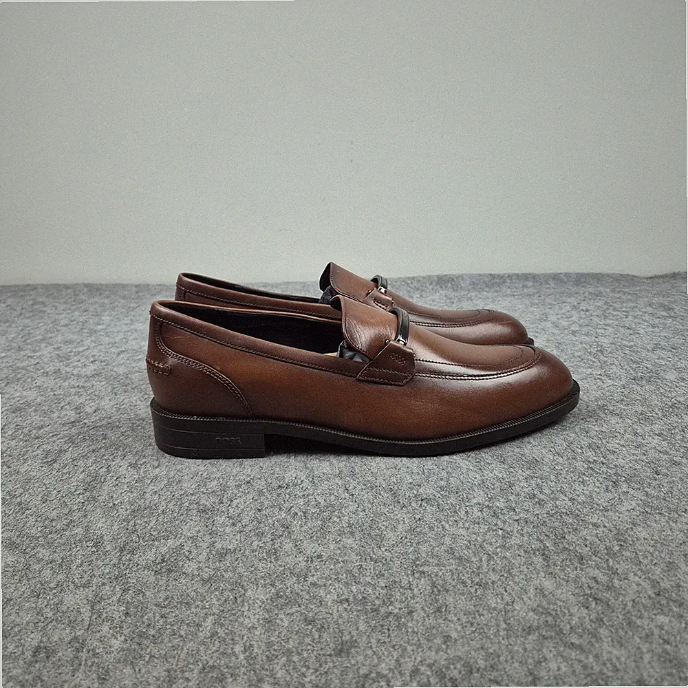 Hugo Boss Schuhe Herren UK 8 Braun Leder Slipper Halbschuhe Elegant Brogue 50523059