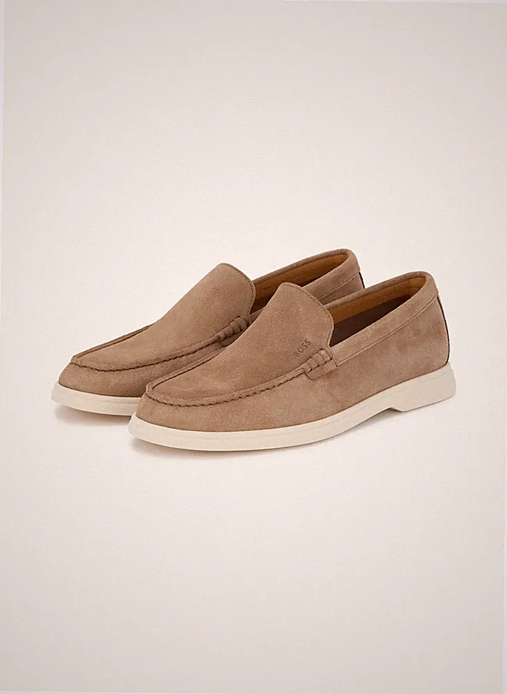 Hugo Boss Sienne Penny Loafer Schuhe Slipper Mokassin Gr. 42 Braun Beige