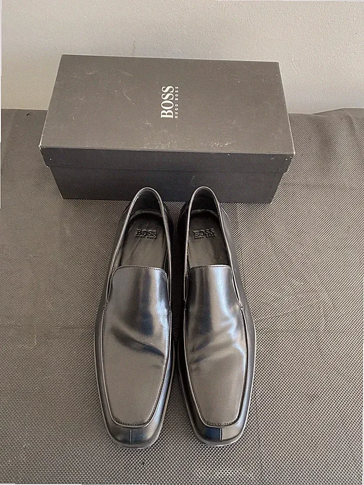 Hugo Boss Slipper Mokassin Loafer Lederschuhe Herren Made in Italy Gr. 46