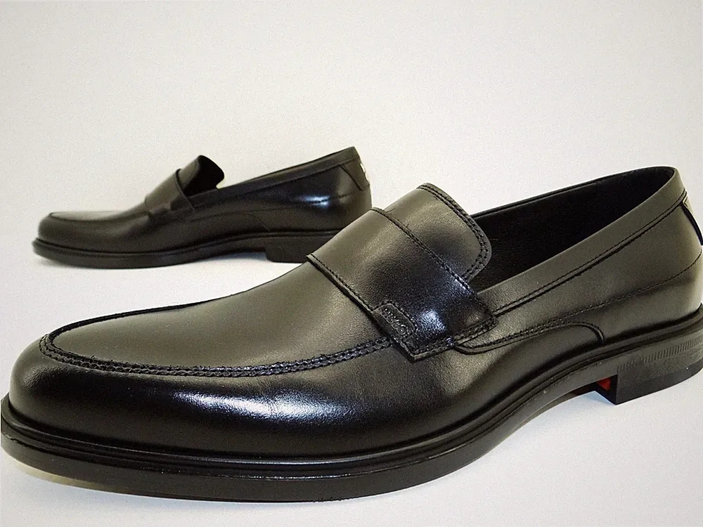 Hugo Kerr Loaf Slipper Loafer Business Mokassin Herren Schuhe Leder Gr42 Schwarz