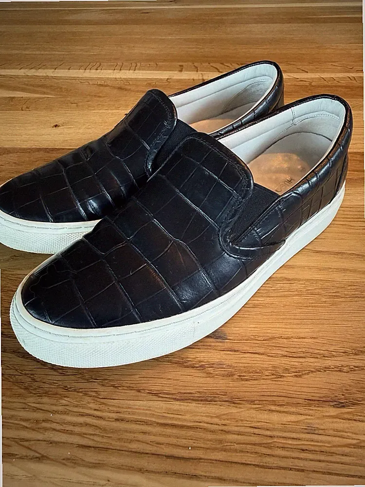 Hugo Sneaker Slipper Loafer Schwarz Leder Kroko-Stil Gr. 37