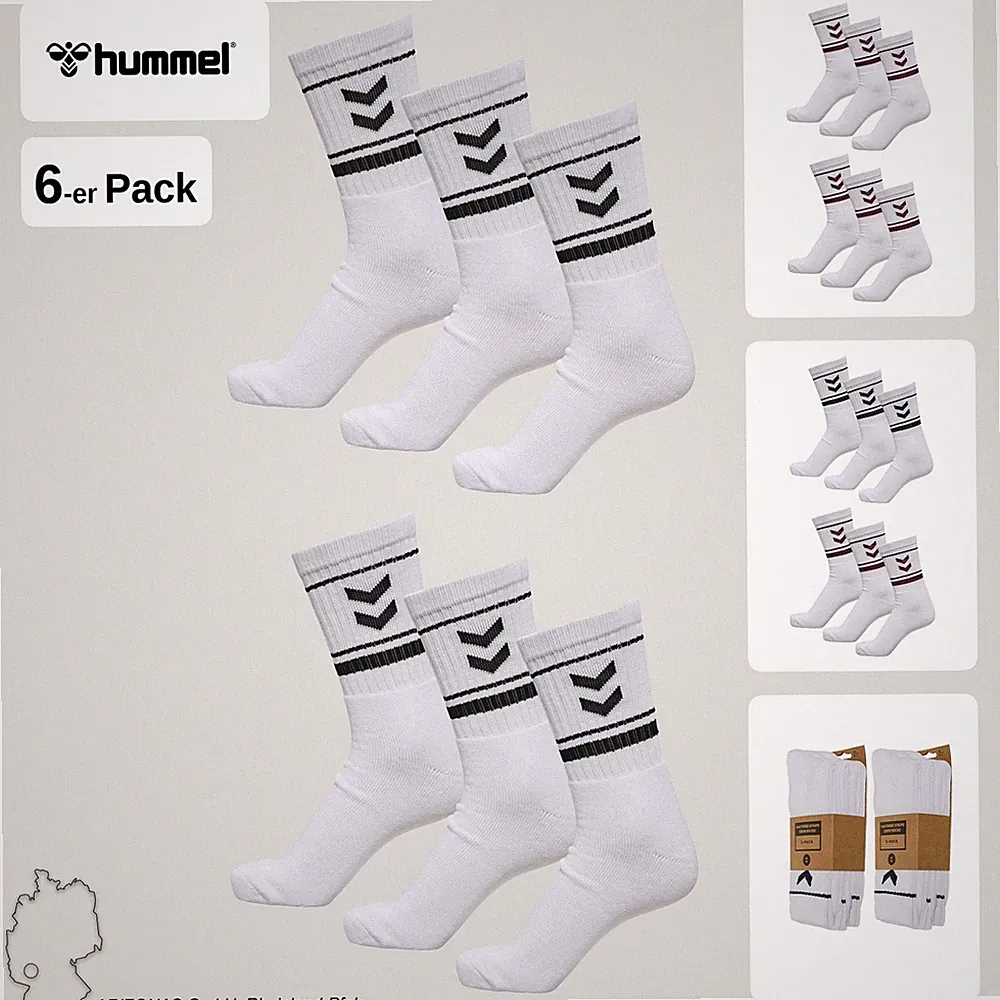 hummel Unisex Socken 6-er Paar Set Sport Freizeit Basic Socken Wadenlang NEU