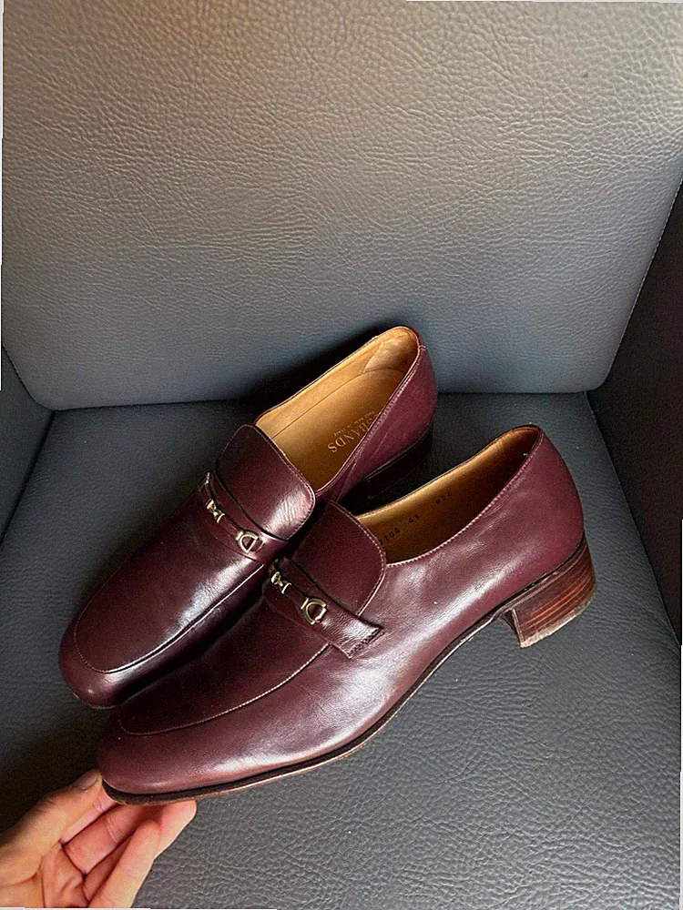 Husbands Herren Leder Monk Loafer Slip-On mit Schnalle Bordeaux EU 43 US 9.5