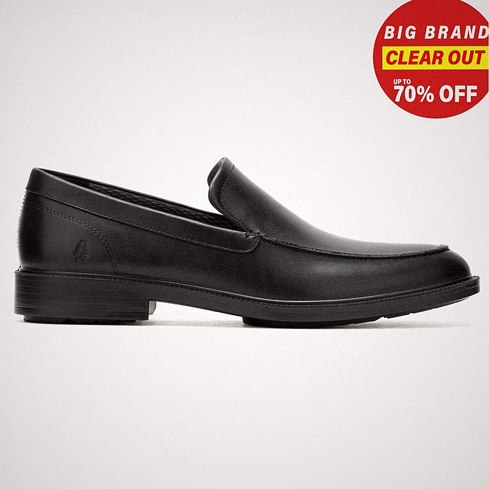 Hush Puppies Bankier Herren Wasserdichte Slipper Leder Formelle Schuhe Schwarz