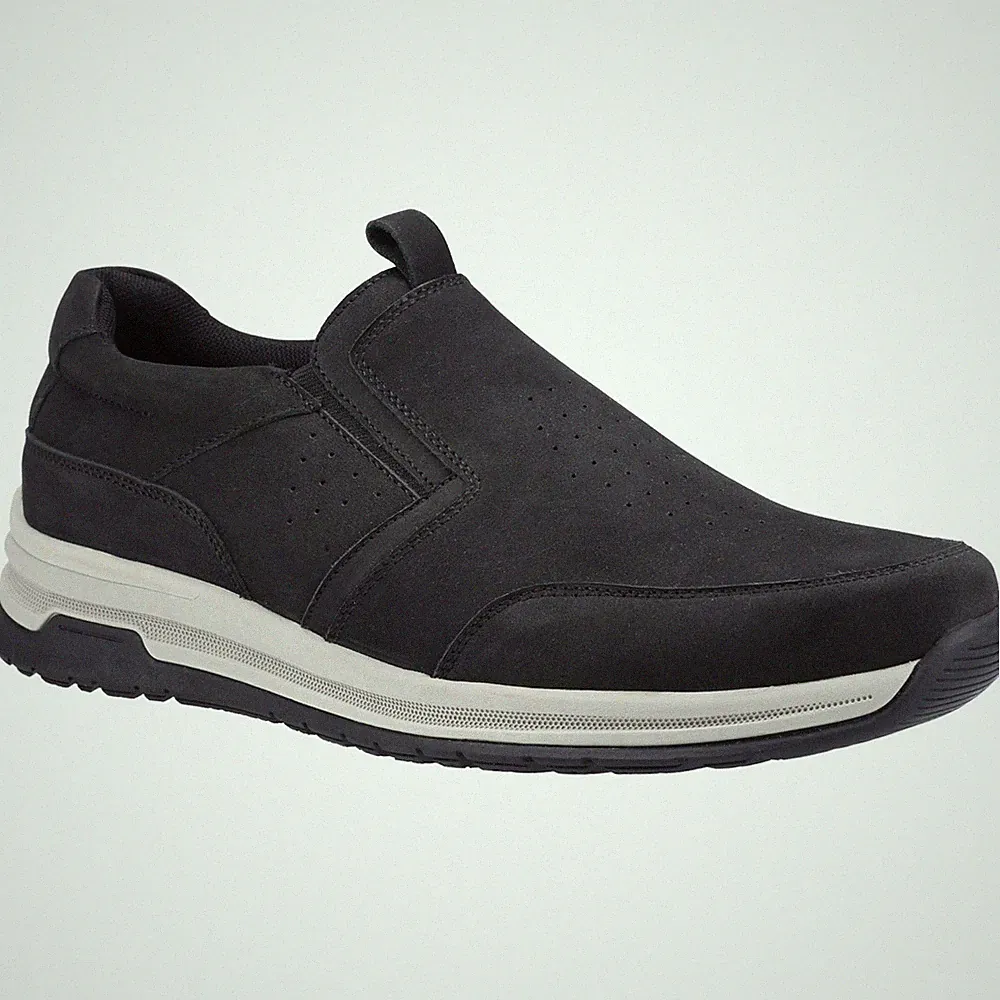 Hush Puppies Cole Leder Herren Schwarz Nubuk Halbschuhe Neu
