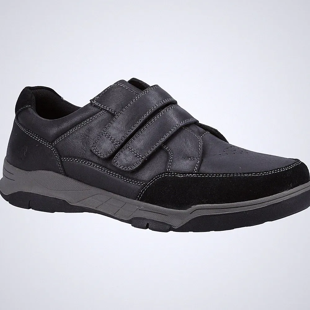 Hush Puppies Fabian Doppelriemen Leder Herren Schwarz Halbschuhe Neu