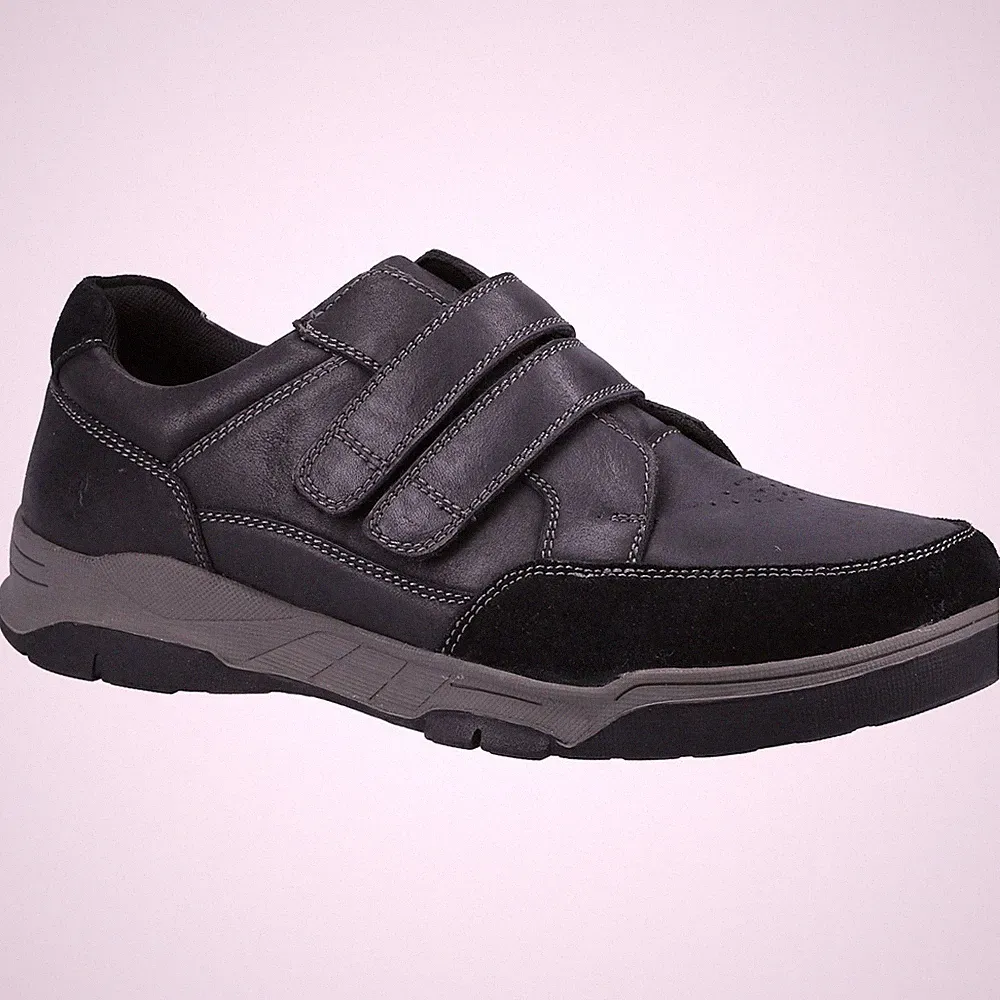 Hush Puppies Fabian Double Strap Leder Herren Schwarze Mokassins