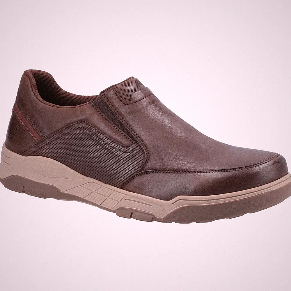 Hush Puppies Fletcher Leder Herren Kaffee Halbschuhe Neu