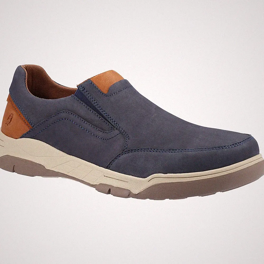 Hush Puppies Fletcher Leder Herren Navy/Hellbraun Halbschuhe Neu