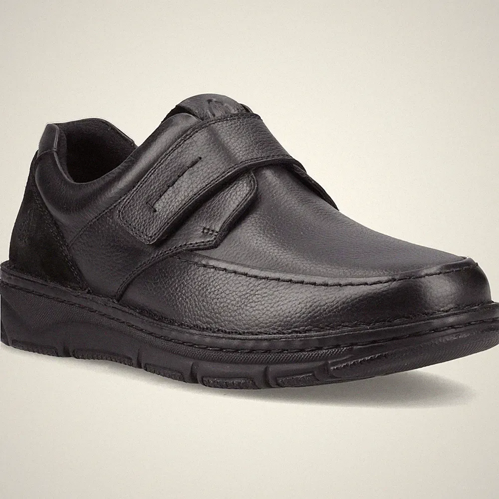 Hush Puppies Forde Touch Fastening Leder Herren Schwarze Loafer
