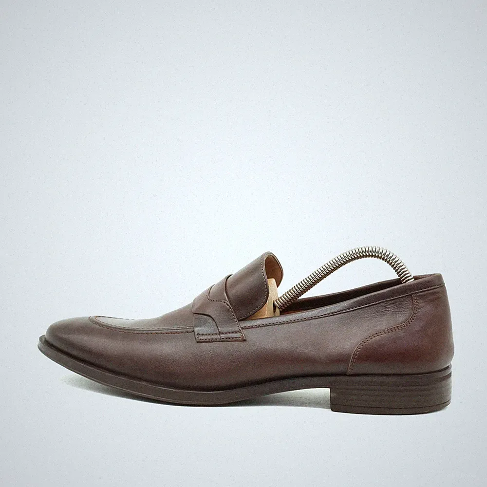 Hush Puppies Herren Penny Loafer Slipper Braun Leder Bequem Business EU 42