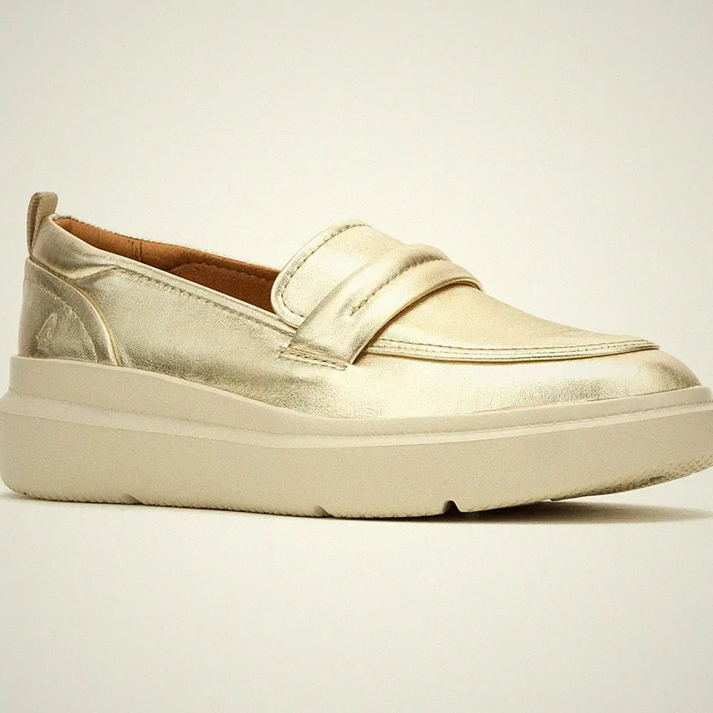 Hush Puppies Joy Penny Damen Champagner Loafer Aus Leder