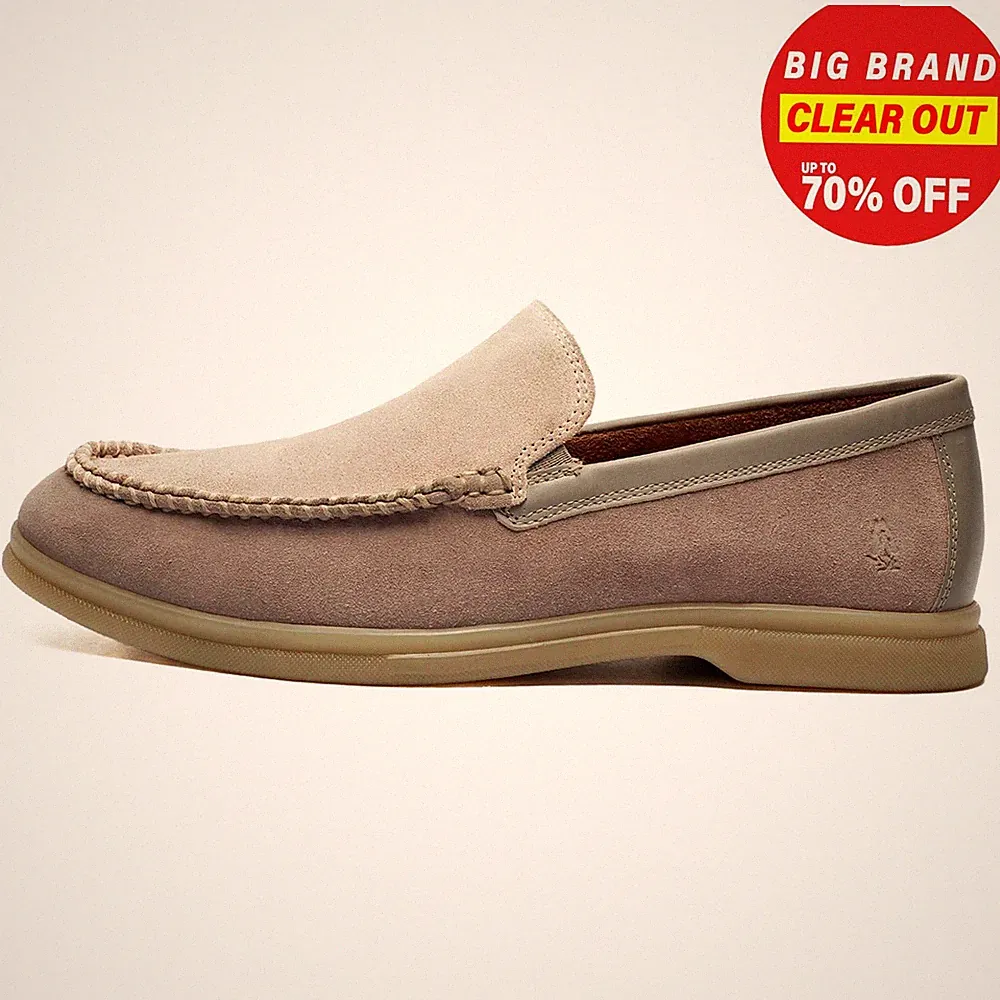 Hush Puppies Leon Herren Wildleder Leder Slip-on Schuhe Freizeit Loafer Grau