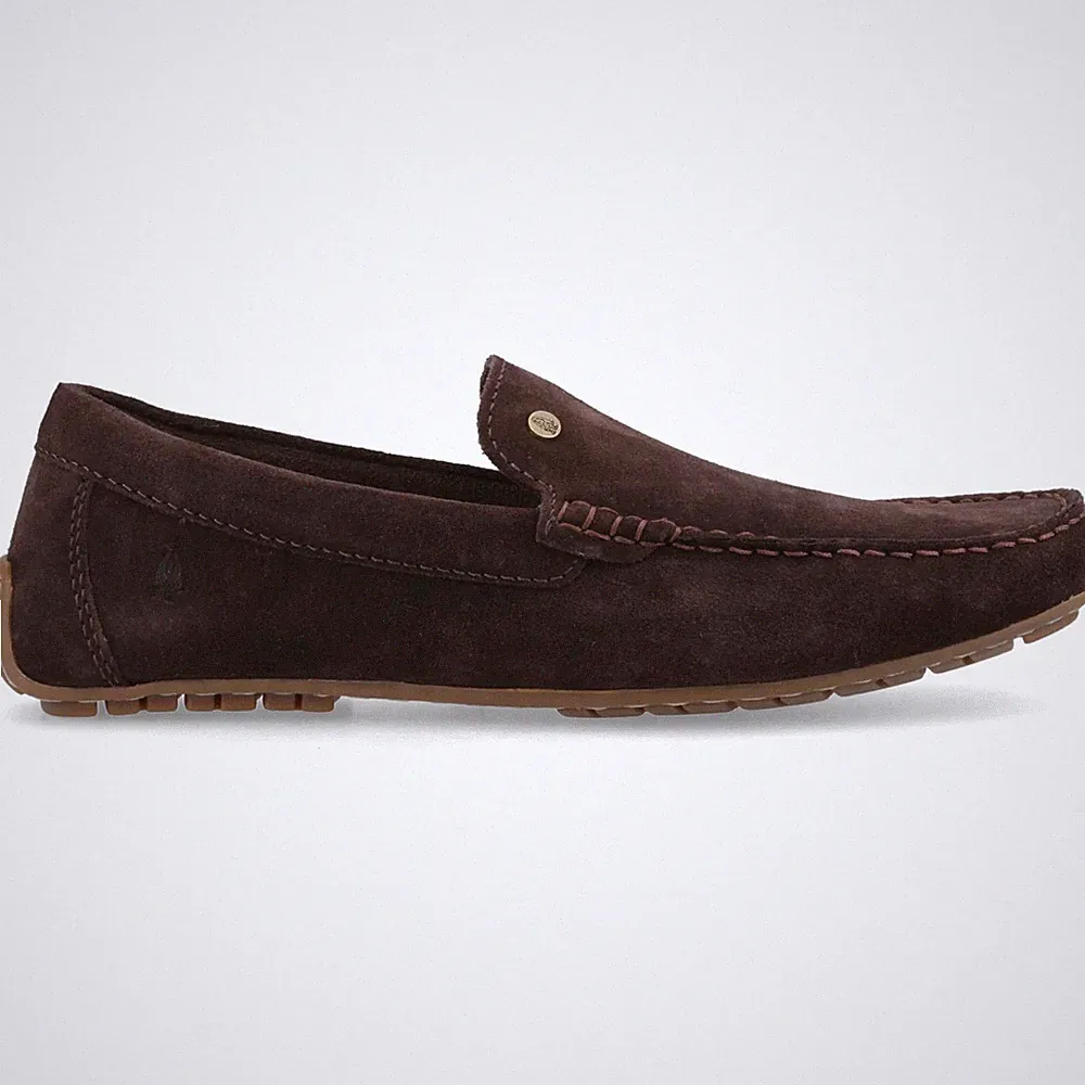 Hush Puppies Ralph Herren Wildleder Leder Slipper Gepolstertes Fußbett Braun Halbschuhe